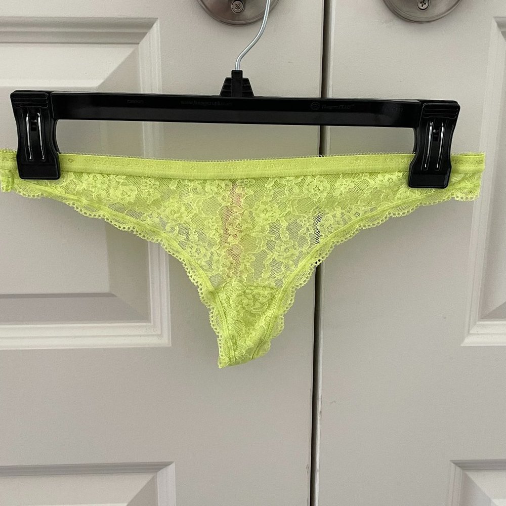 Victorias Secret Lime Green Lace Thong